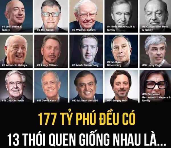  177 TỶ PHÚ ĐỀU CÓ 13 THÓI QUEN GIỐNG NHAU